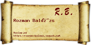 Rozman Balázs névjegykártya