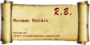 Rozman Balázs névjegykártya